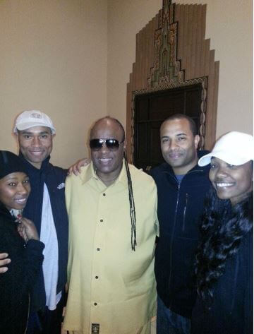 Takiyah Muhammad with her siblings and Stevie Wonder.
